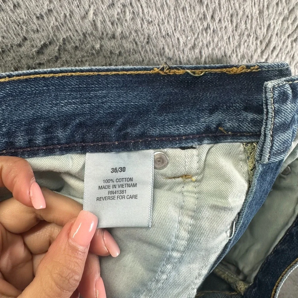 VTG Polo Ralph Lauren Jeans Men 36x30‎ Blue Denim Straight Baggy Workwear Faded